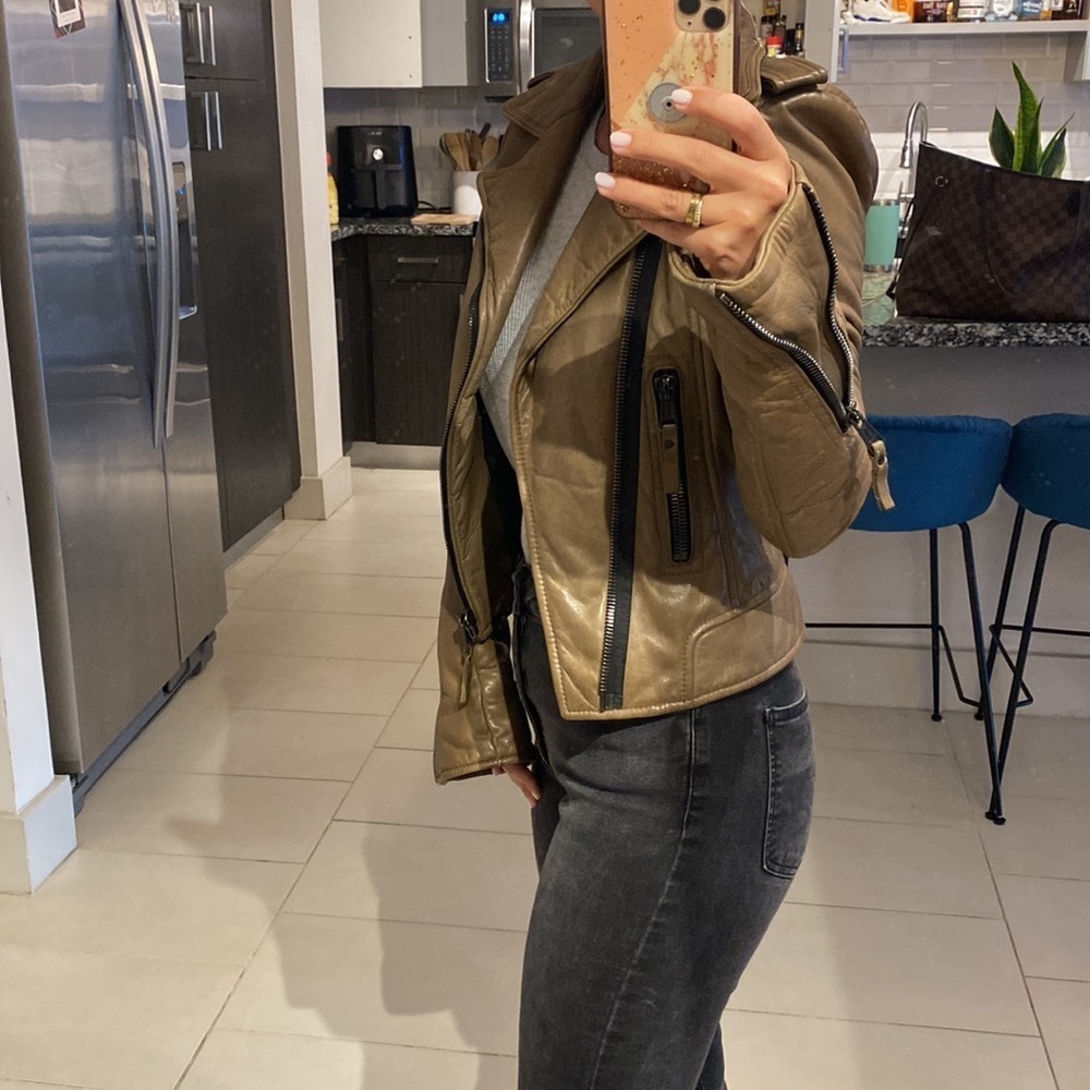 Balenciaga leather jacket lamb green/khaki Small - Picture 6 of 12